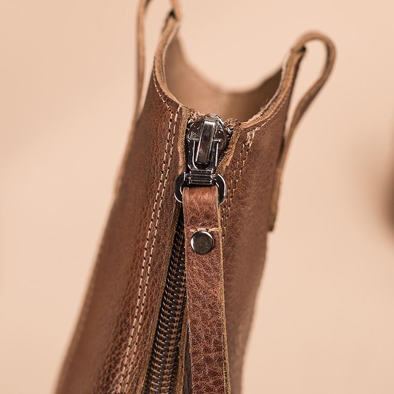 Leather Western Boots Handmade Cowboy Boots Designer Shoes Back Zip Brown/Black/Green - Image 12