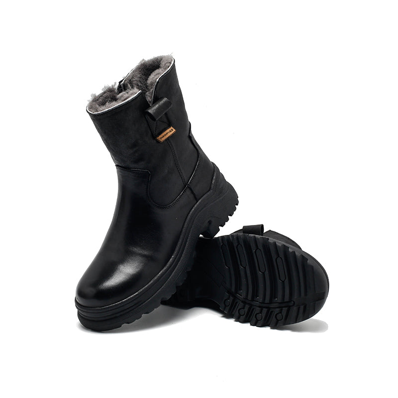 Handmade Leather Short Boots Snow Boots Have Fleece Lined for Cold Winter in Black/Brown/Coffee - Image 8