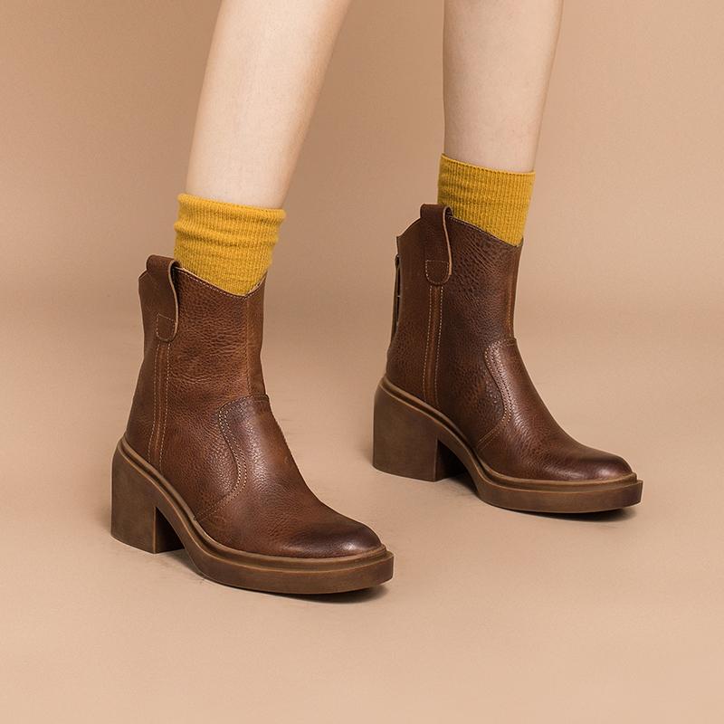 Leather Western Boots Handmade Cowboy Boots Designer Shoes Back Zip Brown/Black/Green - Image 5