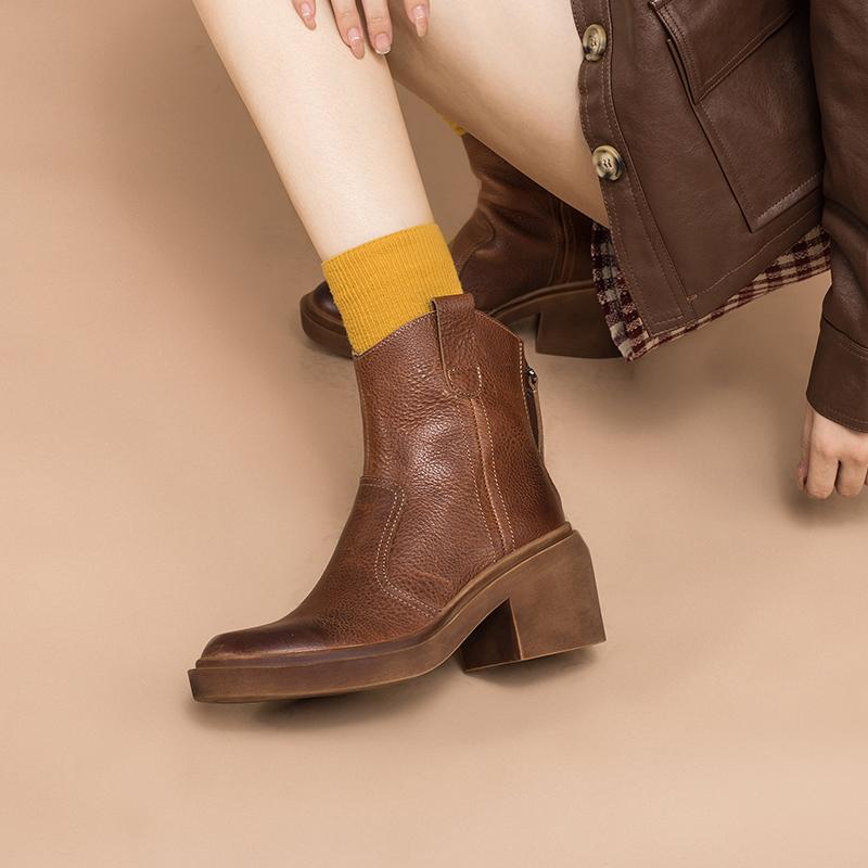 Leather Western Boots Handmade Cowboy Boots Designer Shoes Back Zip Brown/Black/Green - Image 4