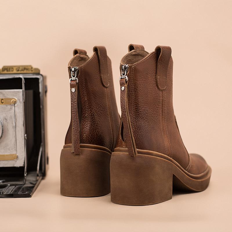 Leather Western Boots Handmade Cowboy Boots Designer Shoes Back Zip Brown/Black/Green - Image 11