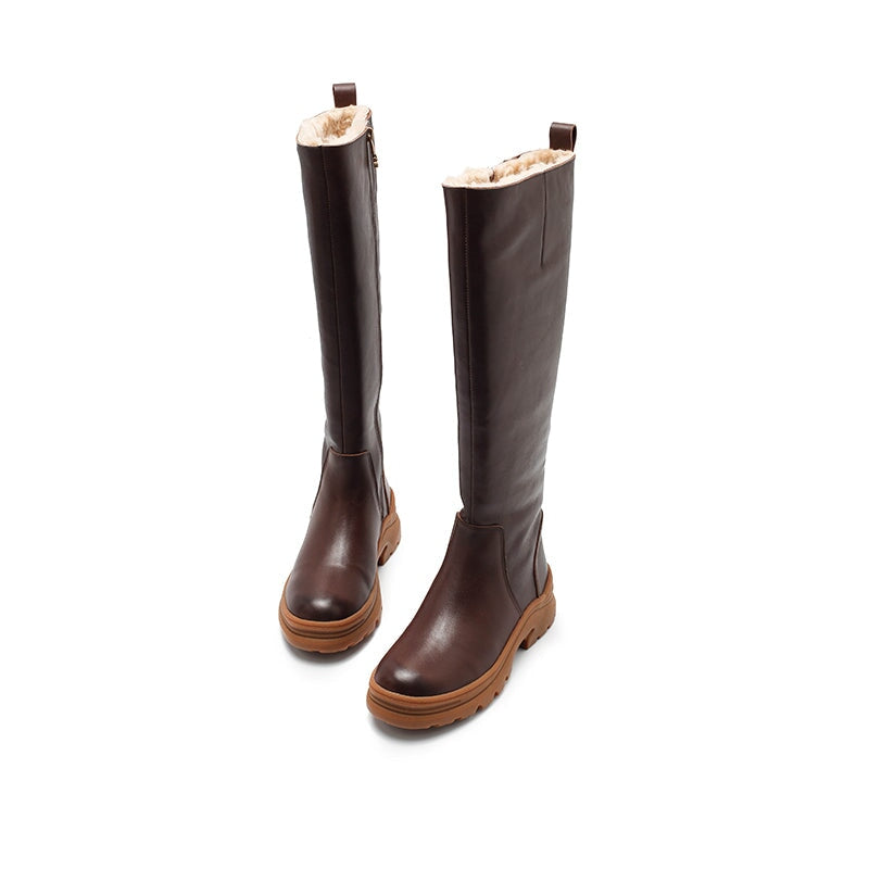 Leather Knee High Boots Snow Boots Have Fleece Lined for Cold Winter in Black/Brown/Coffee - Image 9