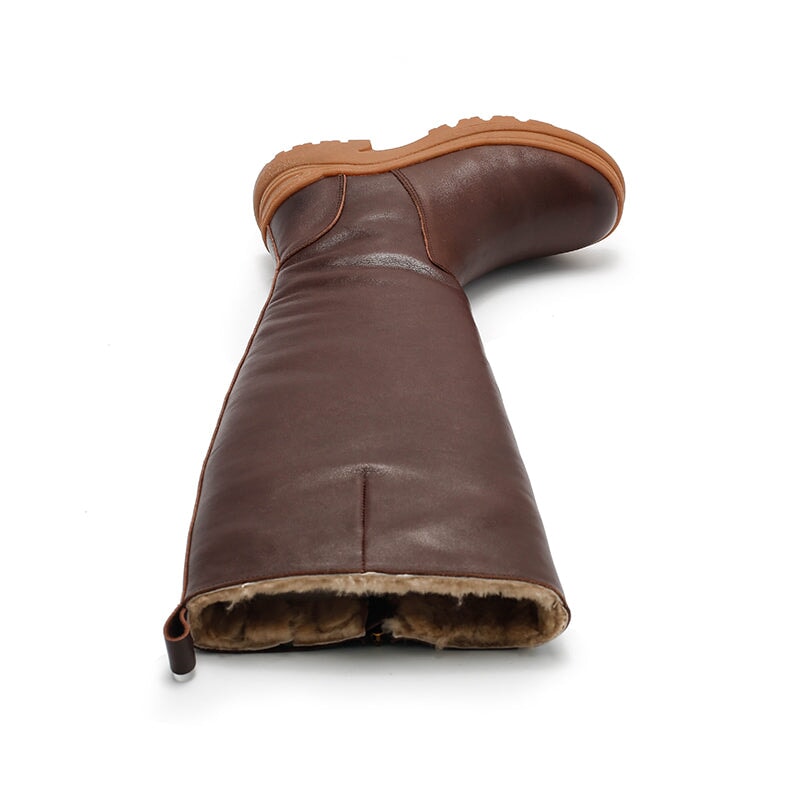 Leather Knee High Boots Snow Boots Have Fleece Lined for Cold Winter in Black/Brown/Coffee - Image 4