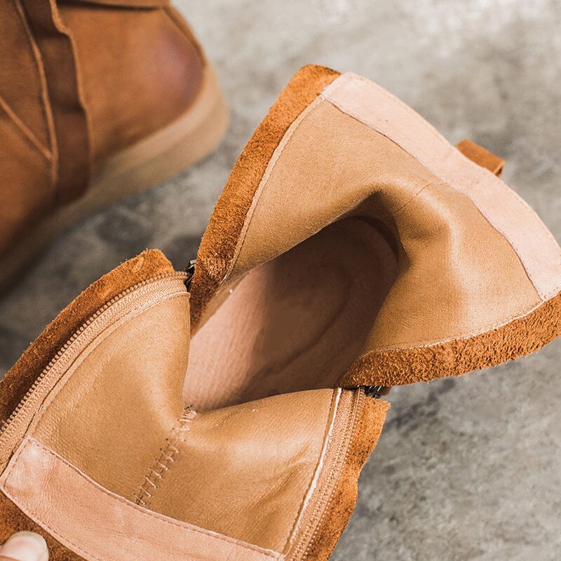 Waxing Leather Chelsea Boots Handmade British Boots Double Zip Fleece Lined Snow Boots - Image 16