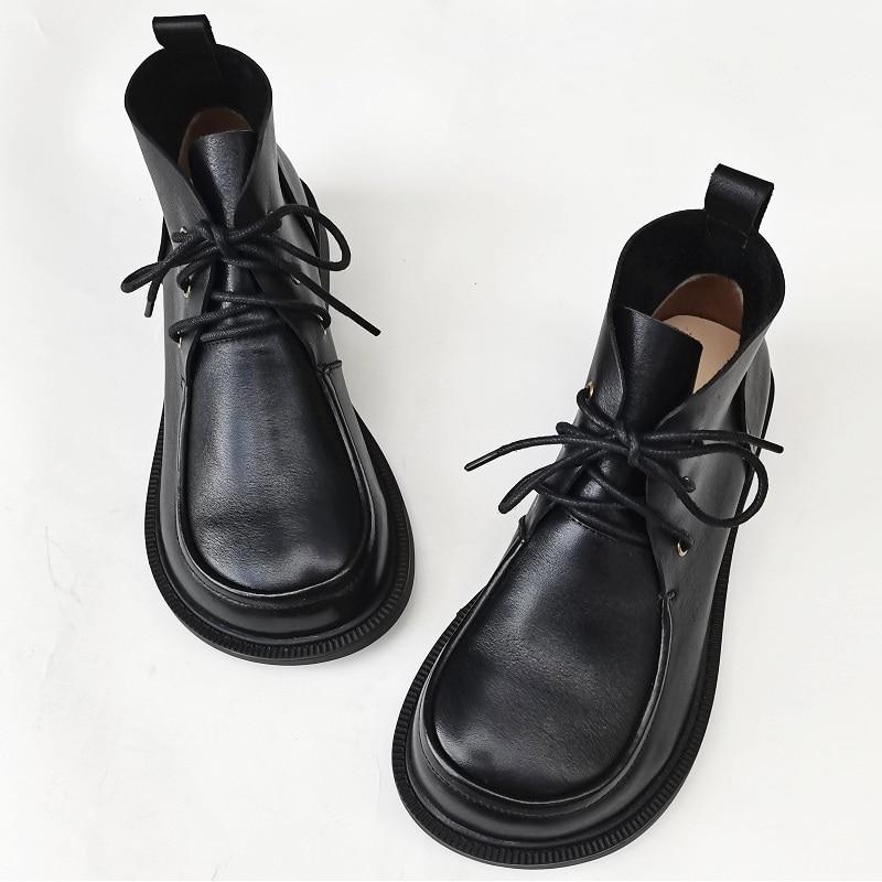 Women's Ankle Boots Oxford Shoes Wide Toe Box Lace up Genuine Leather Handmade - Image 3