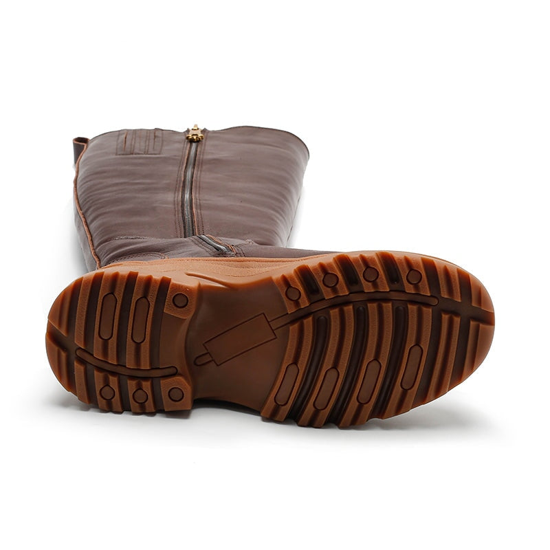 Leather Knee High Boots Snow Boots Have Fleece Lined for Cold Winter in Black/Brown/Coffee - Image 3