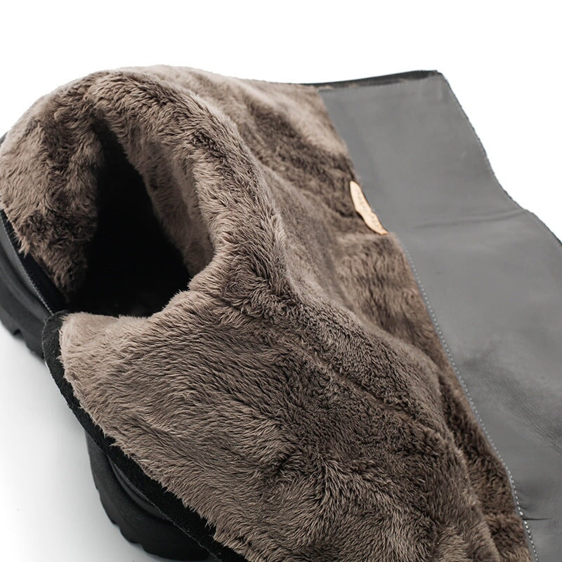 Leather Knee High Boots Snow Boots Have Fleece Lined for Cold Winter in Black/Brown/Coffee - Image 11