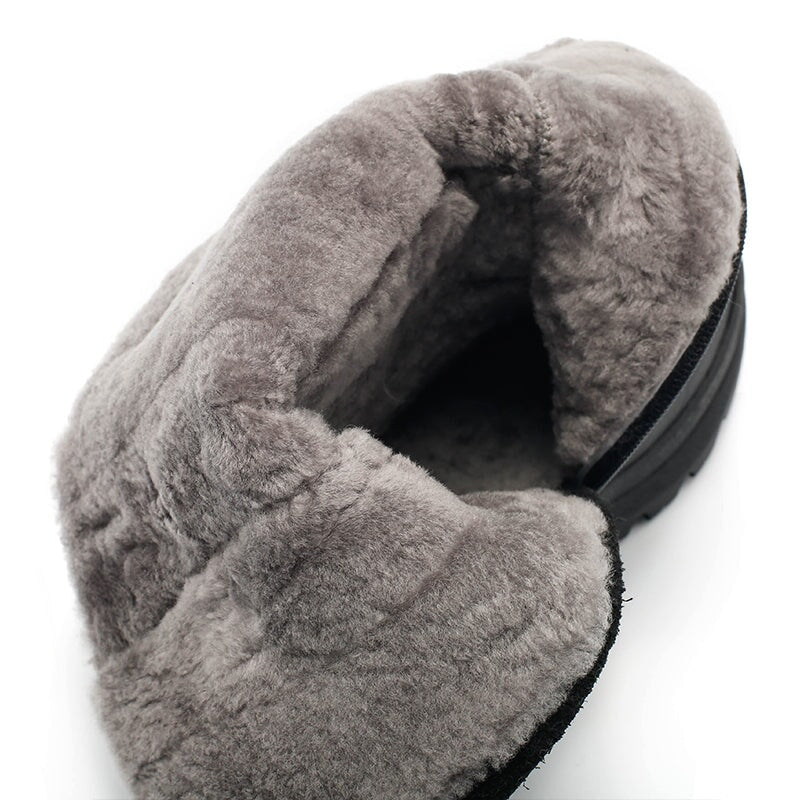 Leather Mid Calf Boots Snow Boots Have Shearling Lined for Cold Winter in Black/Brown/Coffee - Image 10