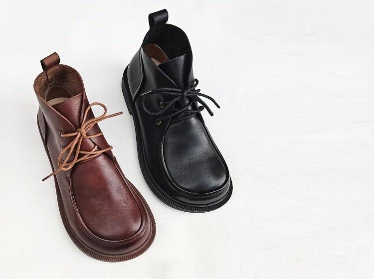 Women's Ankle Boots Oxford Shoes Wide Toe Box Lace up Genuine Leather Handmade - Image 5