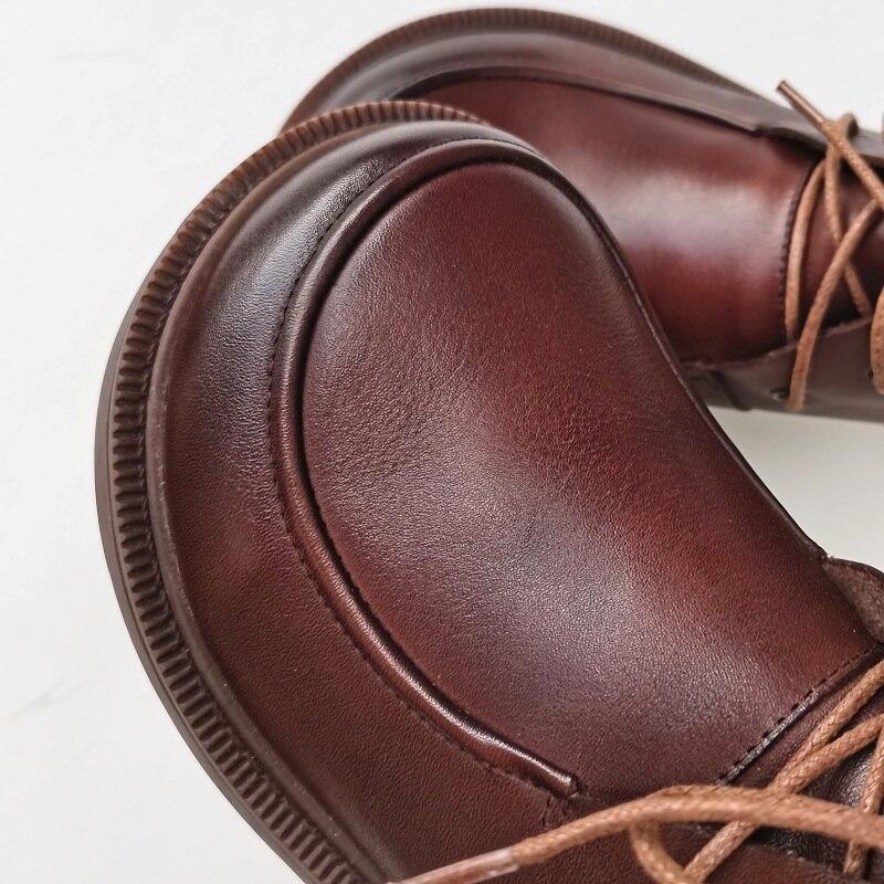 Women's Ankle Boots Oxford Shoes Wide Toe Box Lace up Genuine Leather Handmade - Image 6