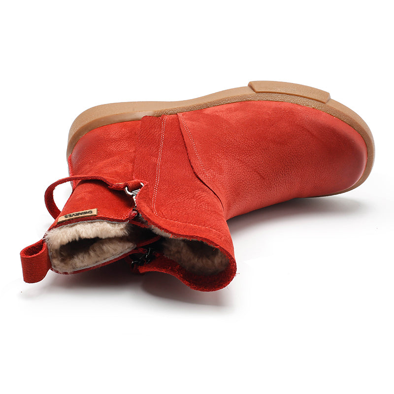 Handmade Winter Snow Boots Double Zip Fleece Lined British Short Boots in Coffee/Red/Black/Brown - Image 2