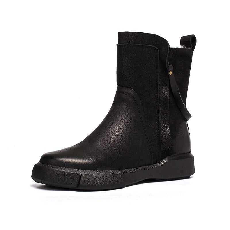 Waxing Leather Chelsea Boots Handmade British Boots Double Zip Fleece Lined Snow Boots - Image 18