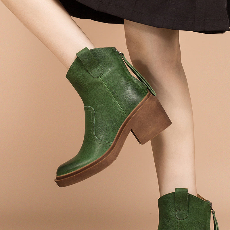 Leather Western Boots Handmade Cowboy Boots Designer Shoes Back Zip Brown/Black/Green - Image 8