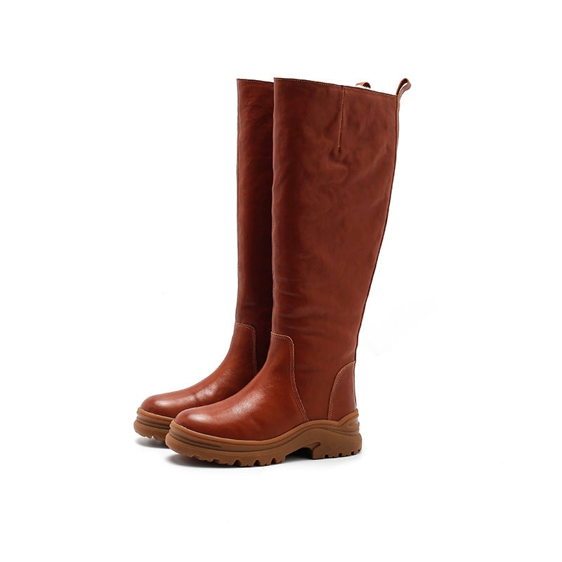 Leather Knee High Boots Snow Boots Have Fleece Lined for Cold Winter in Black/Brown/Coffee - Image 6
