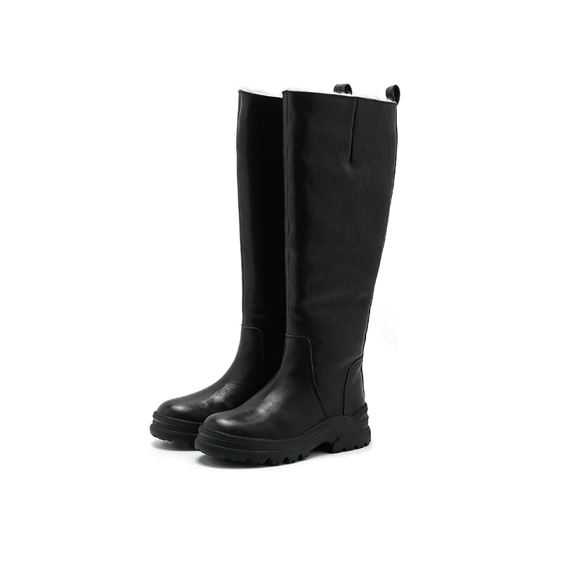 Leather Knee High Boots Snow Boots Have Fleece Lined for Cold Winter in Black/Brown/Coffee - Image 8