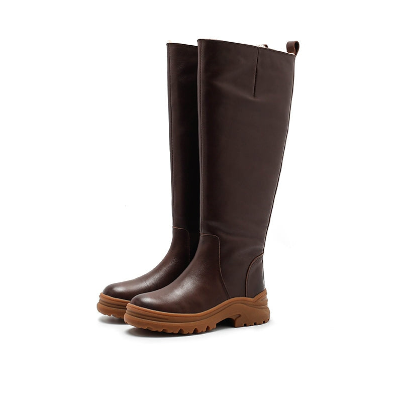 Leather Knee High Boots Snow Boots Have Fleece Lined for Cold Winter in Black/Brown/Coffee - Image 7