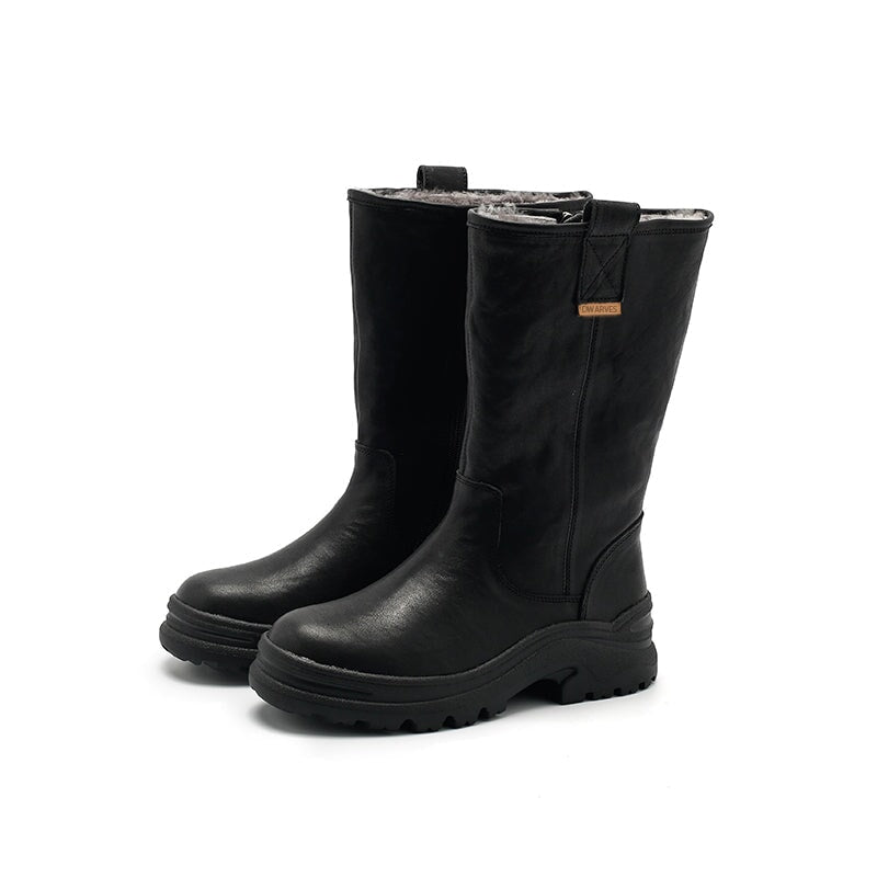 Leather Mid Calf Boots Snow Boots Have Shearling Lined for Cold Winter in Black/Brown/Coffee - Image 8