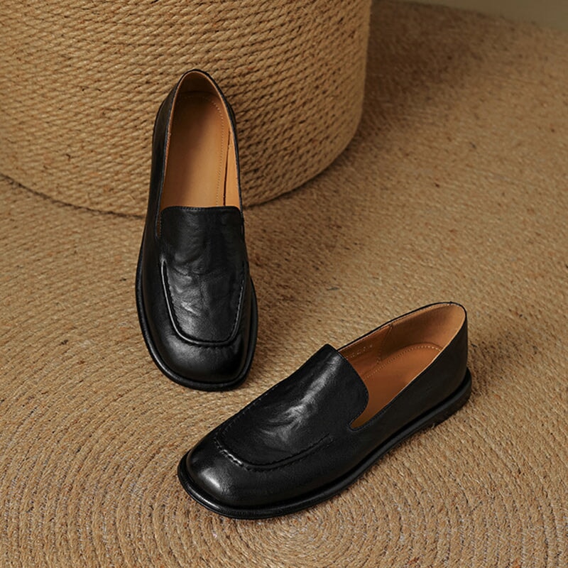 British Style Women Flats Slip On Leather Loafers in Brown/Coffee/Black - Image 7