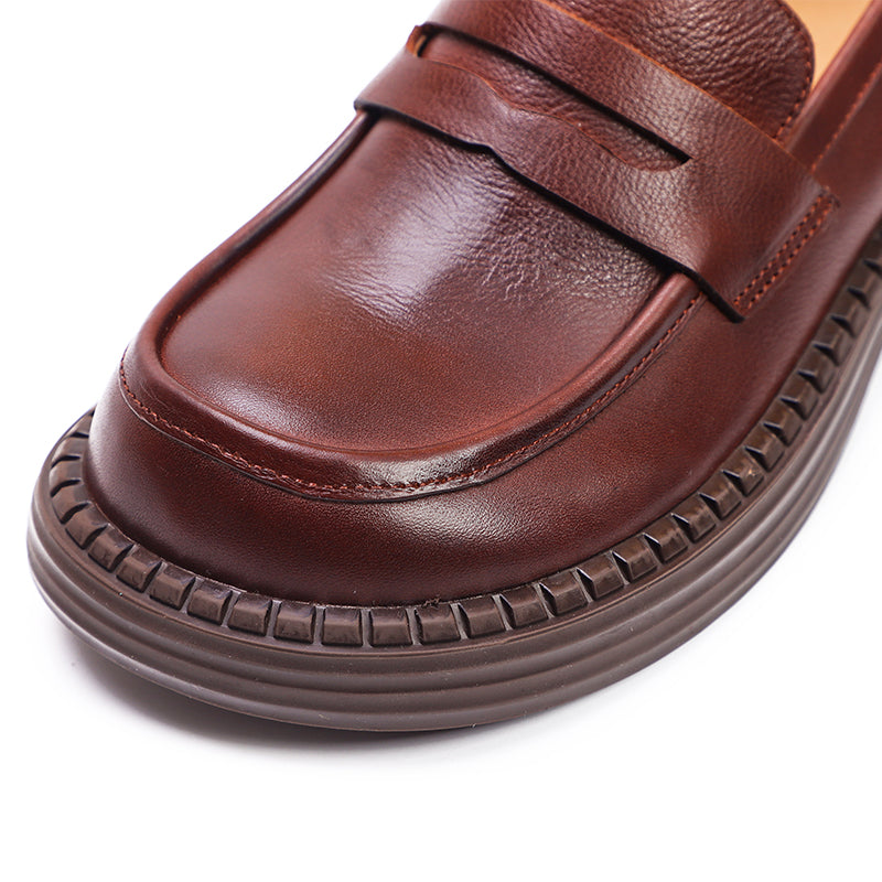 Big Toe Wide Fit Leather Penny Loafers in Black/Coffee - Image 6