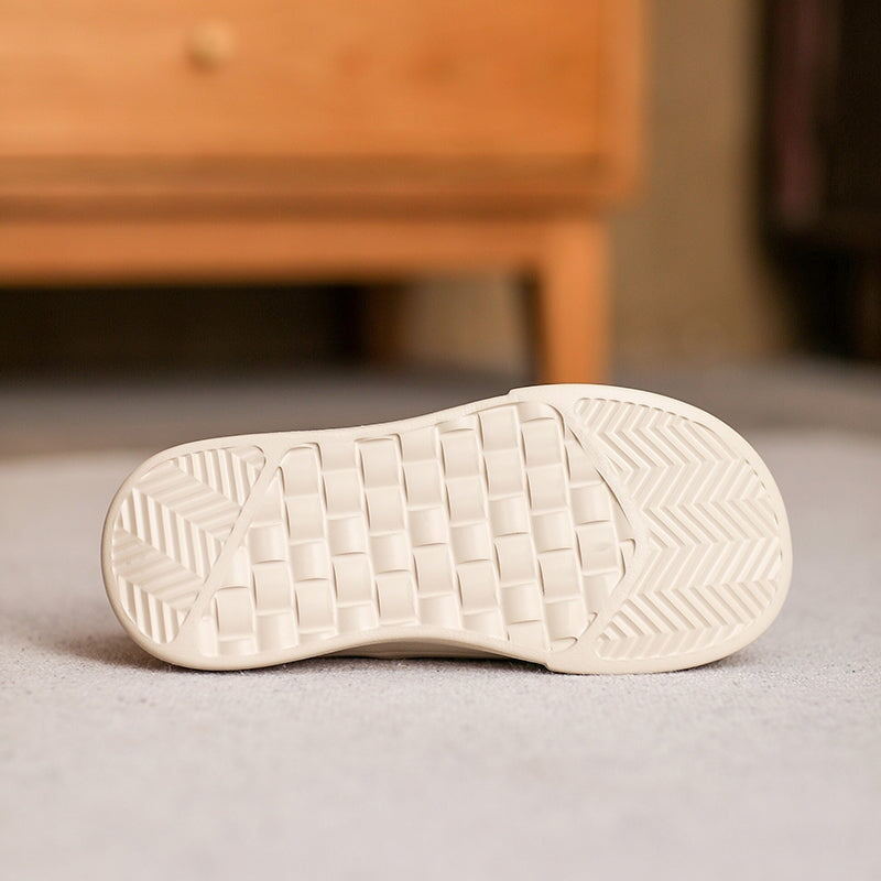 Platform Cow Leather Hollow-Out Roman Fisherman Sandals with Velcro in Beige/Yellow/Taro Color - Image 11