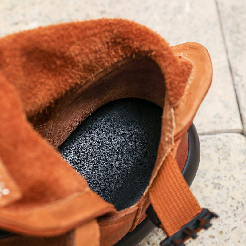 Leather Chunky Gladiator Sandals Boots Peep Toe in Black/Brown - Image 9